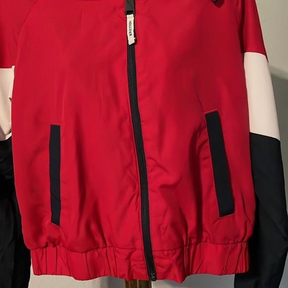 Medium Hollister red blue white long sleeve removable hood lined jacket coat - Picture 9 of 13
